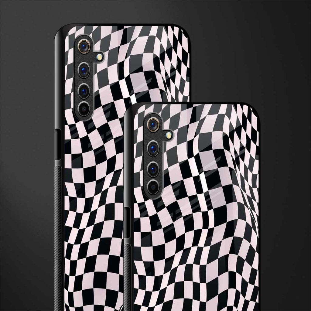 trippy b&w check pattern glass case for realme 6 pro image-2