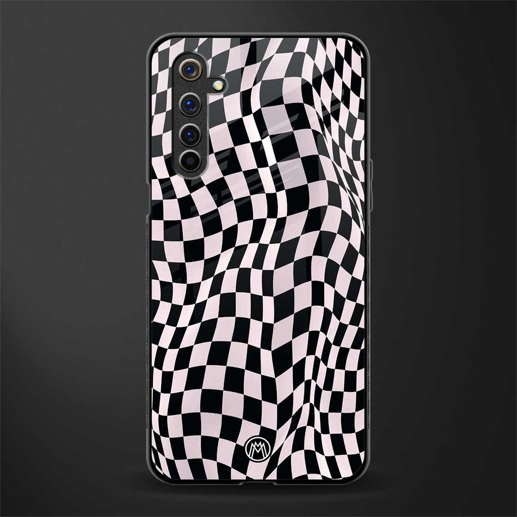 trippy b&w check pattern glass case for realme 6i image