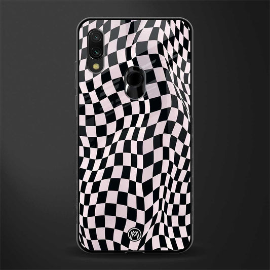 trippy b&w check pattern glass case for redmi note 7 image