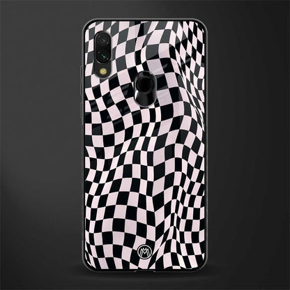 trippy b&w check pattern glass case for redmi 7redmi y3 image