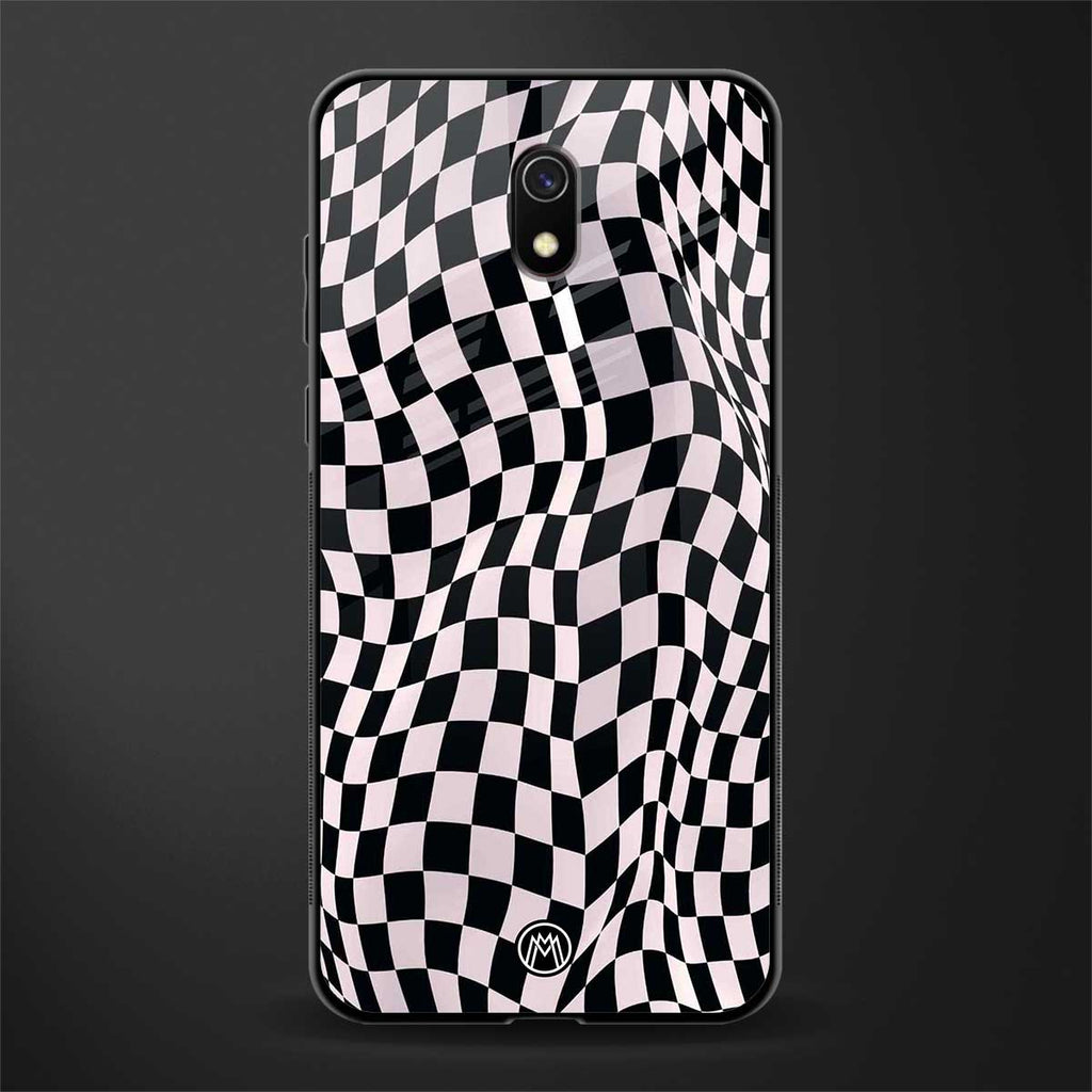 trippy b&w check pattern glass case for redmi 8a image