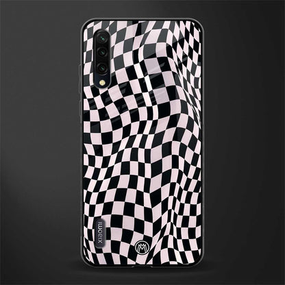 trippy b&w check pattern glass case for mi a3 redmi a3 image