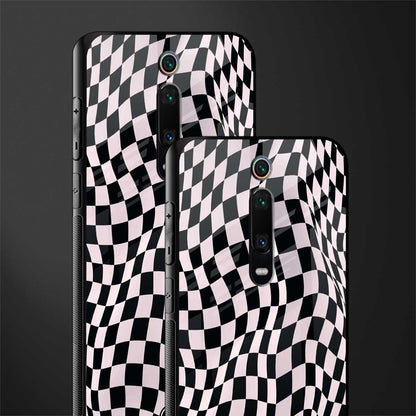 trippy b&w check pattern glass case for redmi k20 image-2