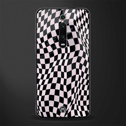 trippy b&w check pattern glass case for redmi k20 image