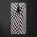trippy b&w check pattern glass case for redmi k20 pro image