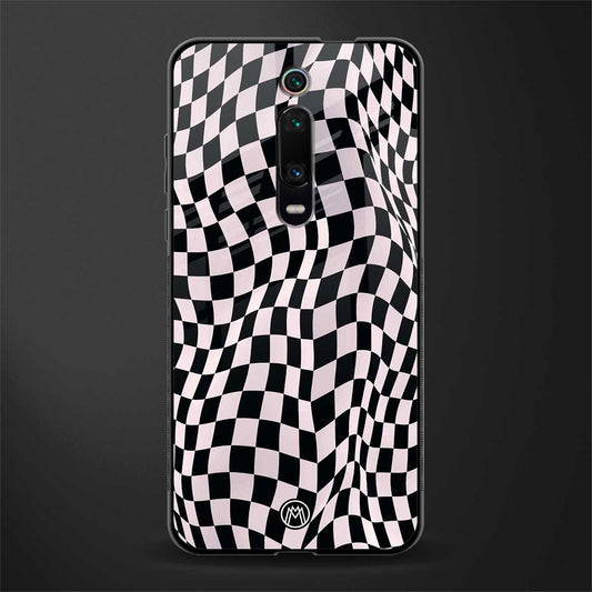 trippy b&w check pattern glass case for redmi k20 pro image
