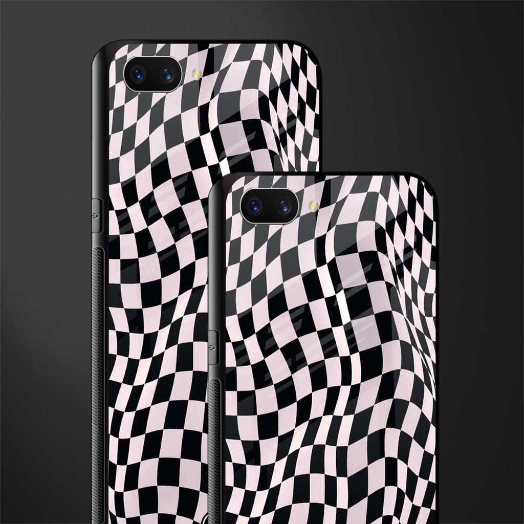 trippy b&w check pattern glass case for realme c1 image-2