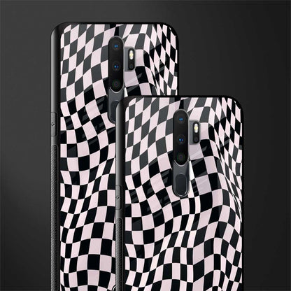 trippy b&w check pattern glass case for oppo a5 2020 image-2