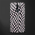 trippy b&w check pattern glass case for oppo a9 2020 image