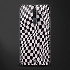 trippy b&w check pattern glass case for oppo a9 2020 image
