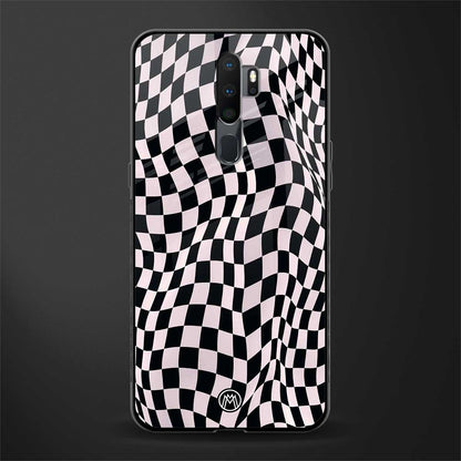 trippy b&w check pattern glass case for oppo a9 2020 image