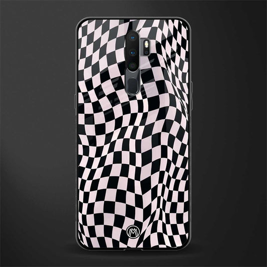 trippy b&w check pattern glass case for oppo a9 2020 image