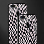 trippy b&w check pattern glass case for oppo a7 image-2
