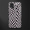 trippy b&w check pattern back phone cover | glass case for vivo y73