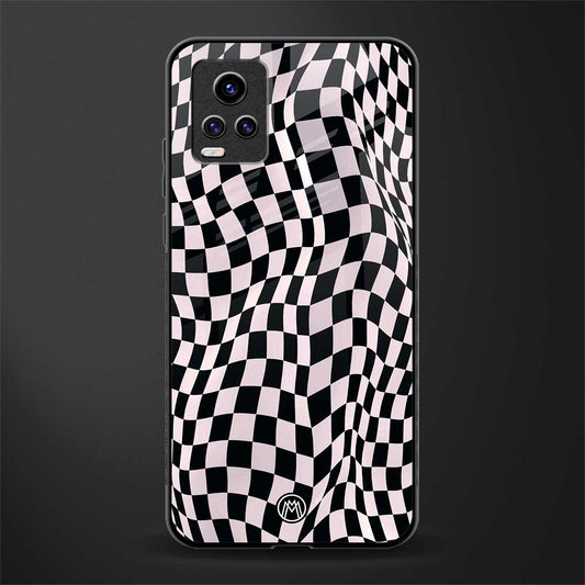 trippy b&w check pattern back phone cover | glass case for vivo y73