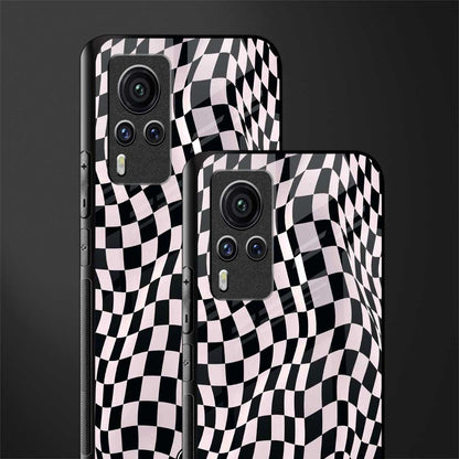 trippy b&w check pattern glass case for vivo x60 pro image-2
