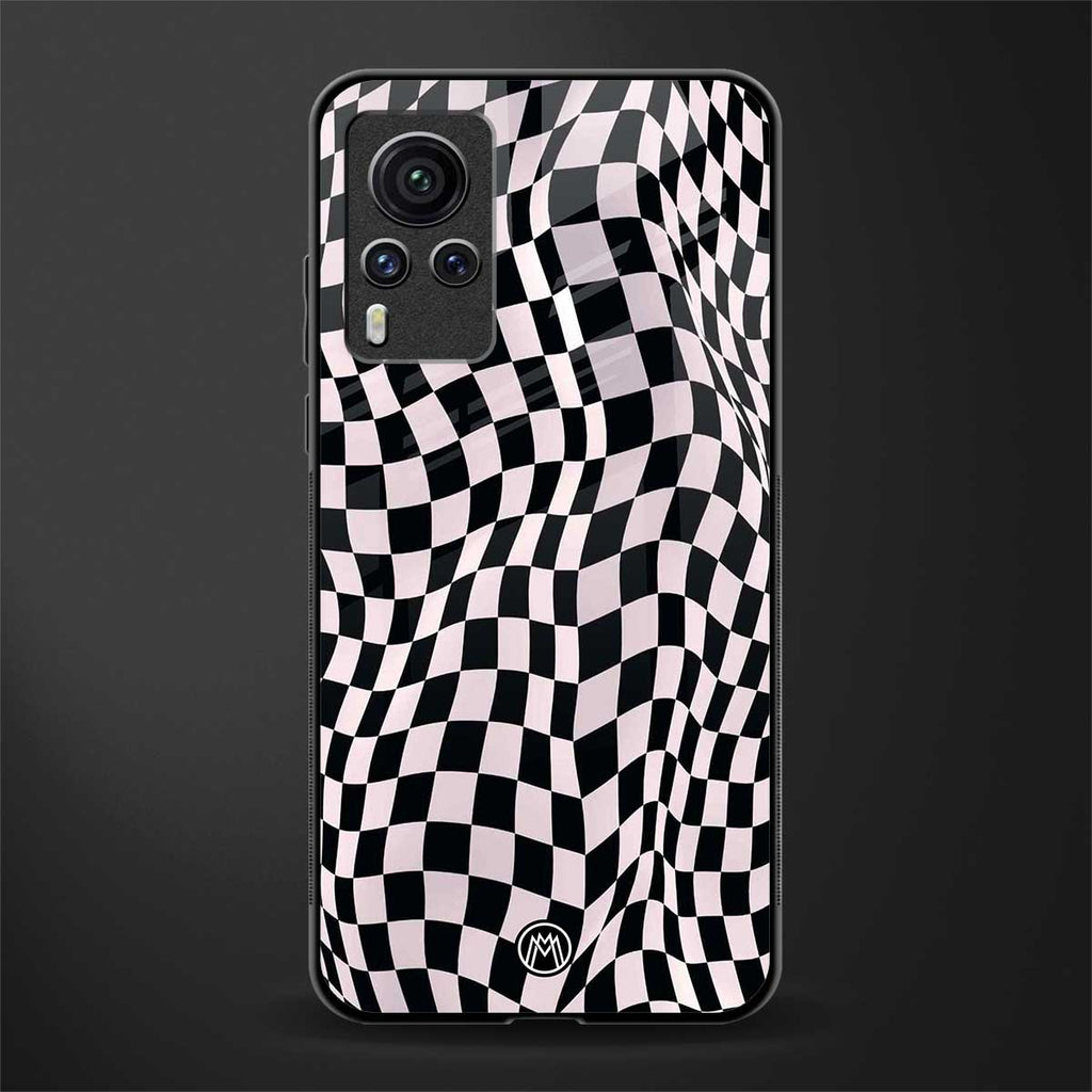 trippy b&w check pattern glass case for vivo x60 pro image