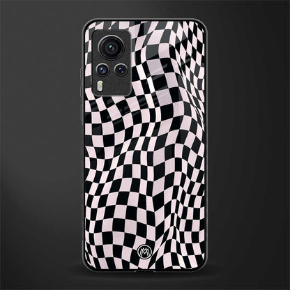 trippy b&w check pattern glass case for vivo x60 pro image
