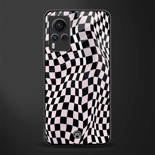 trippy b&w check pattern glass case for vivo x60 pro image