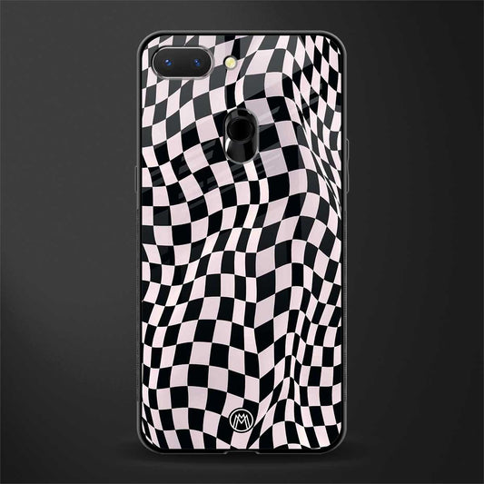 trippy b&w check pattern glass case for oppo a5 image