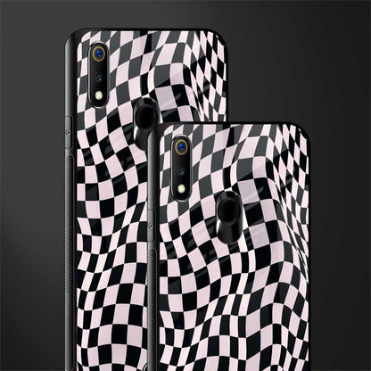 trippy b&w check pattern glass case for realme 3 pro image-2