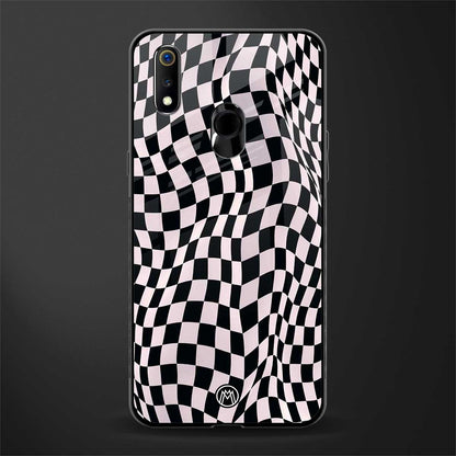 trippy b&w check pattern glass case for realme 3 pro image