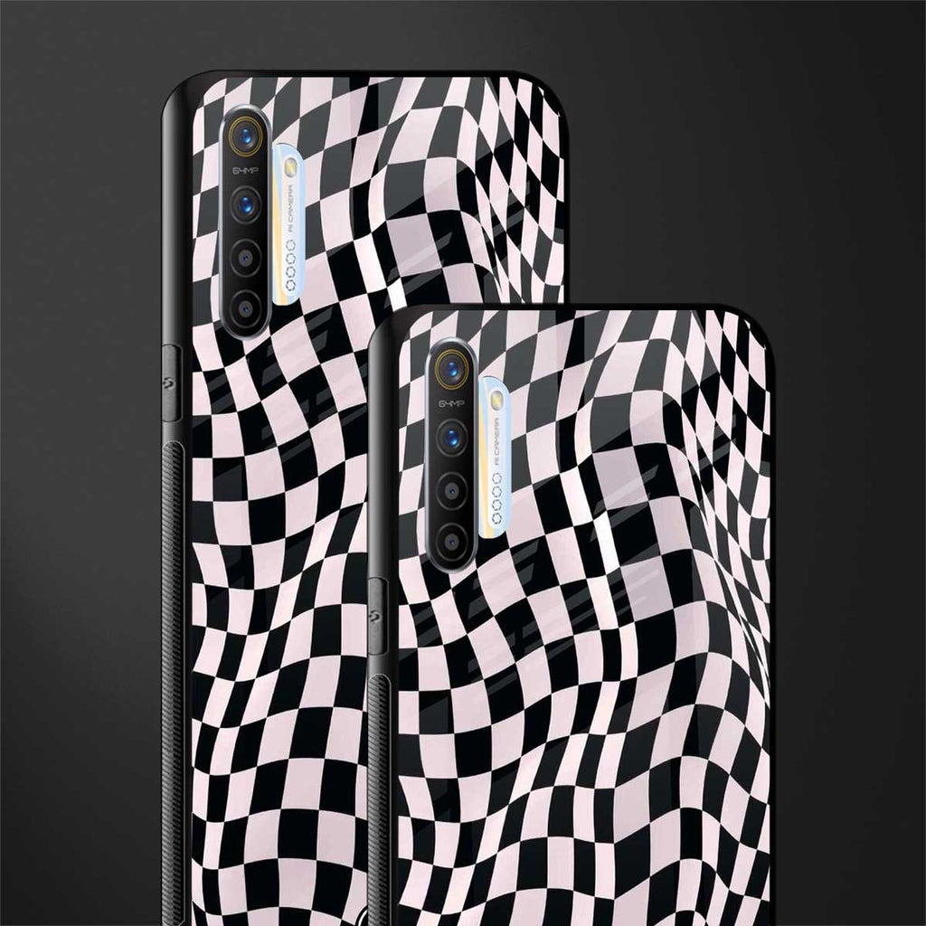trippy b&w check pattern glass case for realme x2 image-2