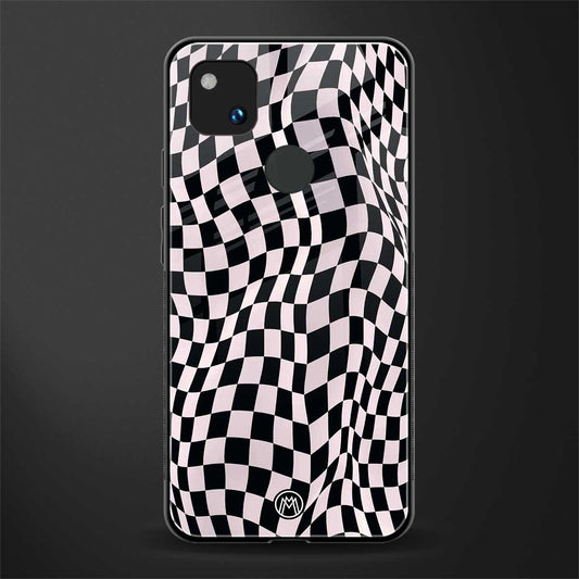 trippy b&w check pattern back phone cover | glass case for google pixel 4a 4g