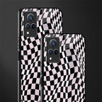 trippy b&w check pattern glass case for vivo v21 5g image-2