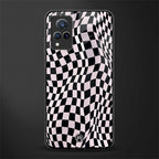 trippy b&w check pattern glass case for vivo v21 5g image