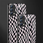 trippy b&w check pattern glass case for oppo f19 image-2