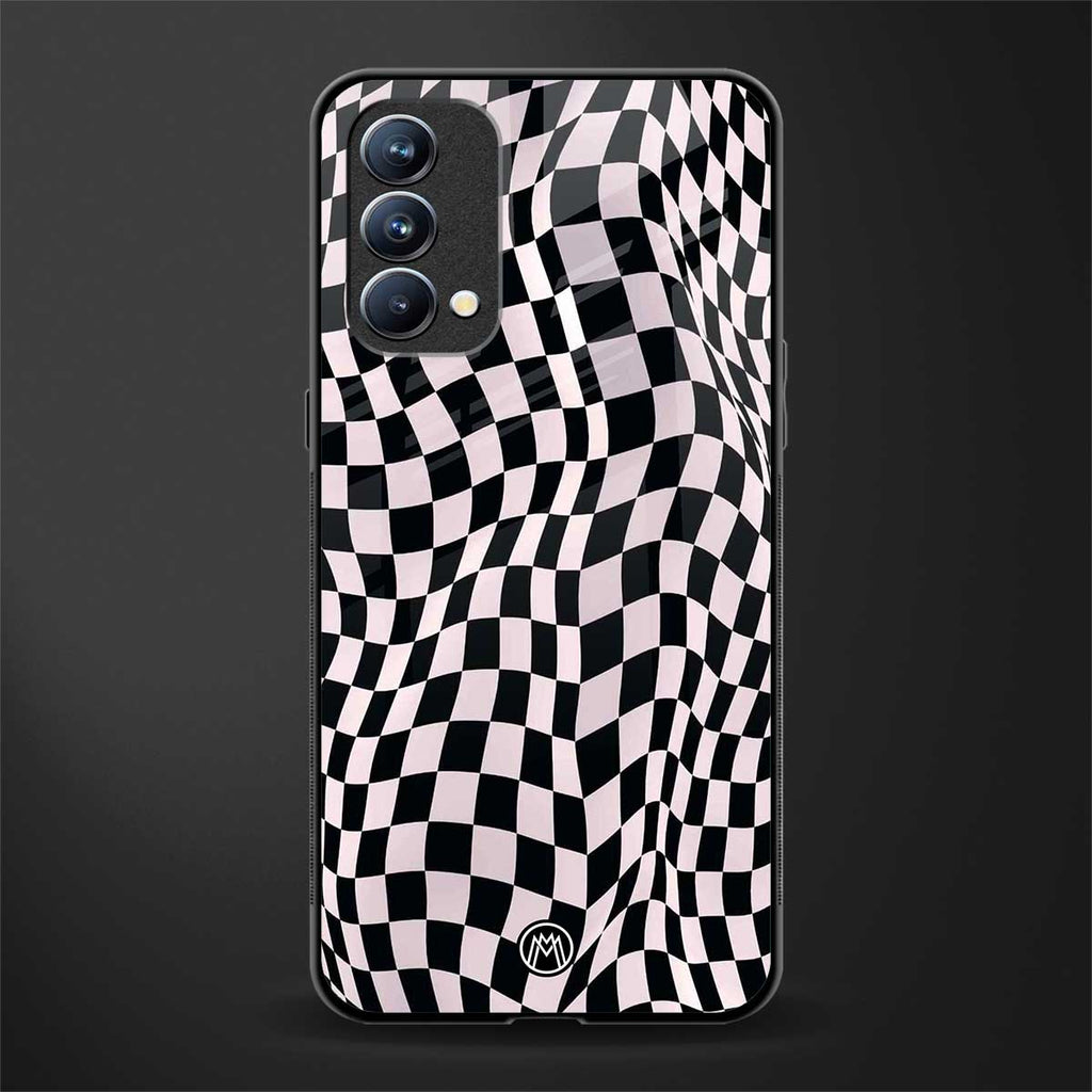 trippy b&w check pattern glass case for oppo f19 image