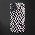 trippy b&w check pattern glass case for oppo f19 image