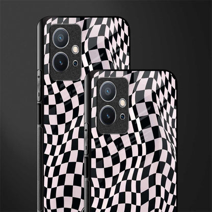 trippy b&w check pattern glass case for vivo y75 5g image-2