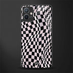 trippy b&w check pattern glass case for vivo y75 5g image
