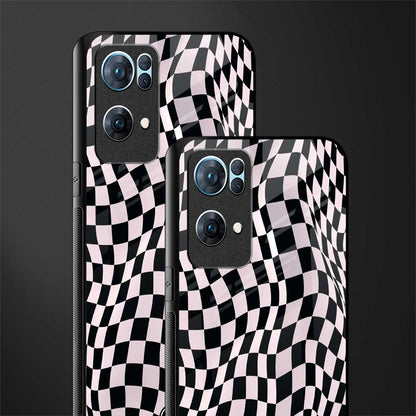 trippy b&w check pattern glass case for oppo reno7 pro 5g image-2