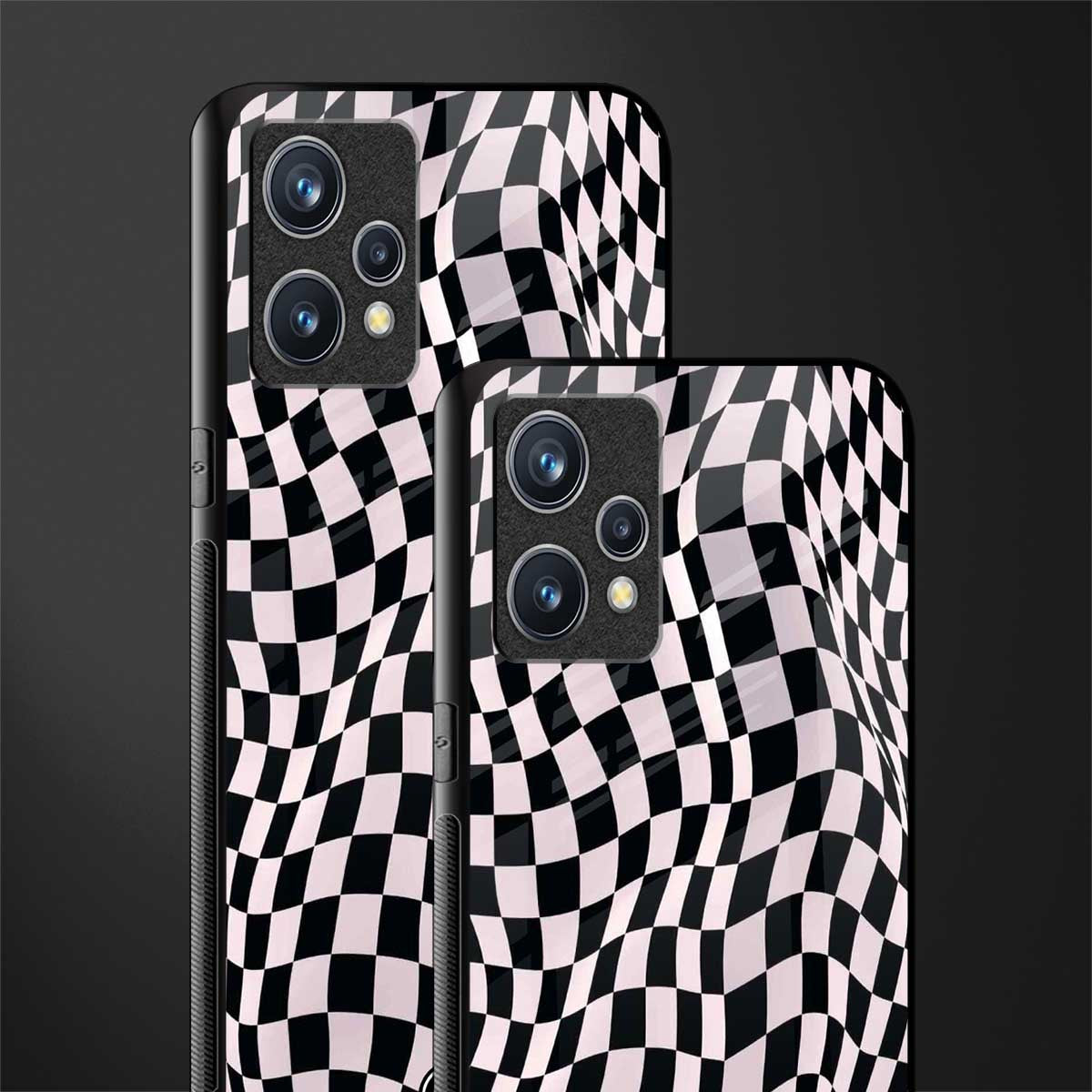 trippy b&w check pattern glass case for realme 9 pro plus 5g image-2