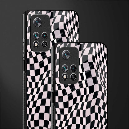 trippy b&w check pattern glass case for poco m4 pro 5g image-2