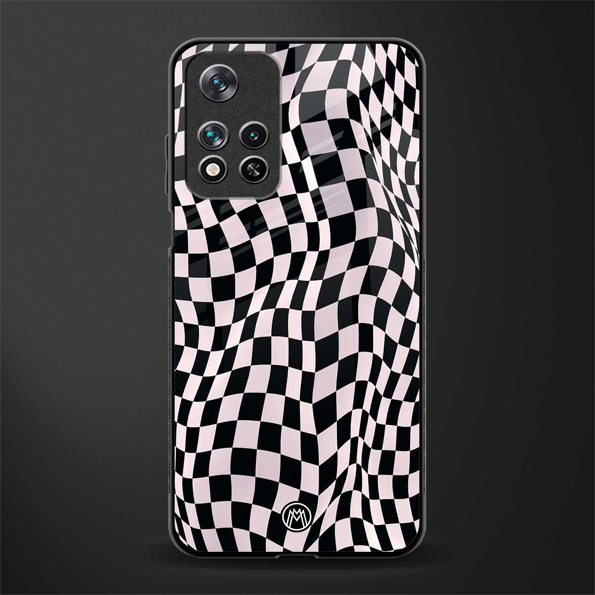 trippy b&w check pattern glass case for poco m4 pro 5g image