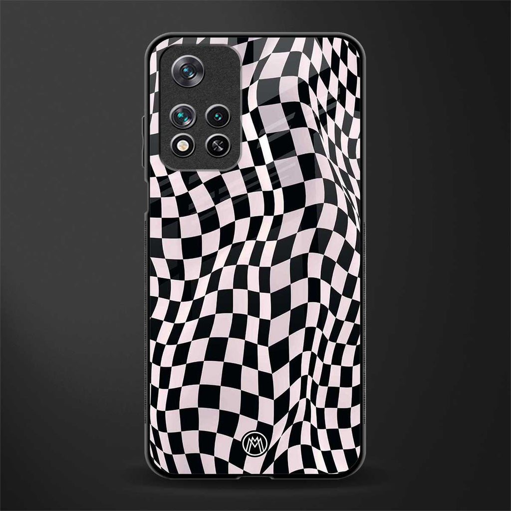 trippy b&w check pattern glass case for xiaomi 11i 5g image