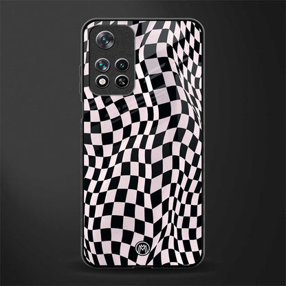 trippy b&w check pattern glass case for xiaomi 11i 5g image