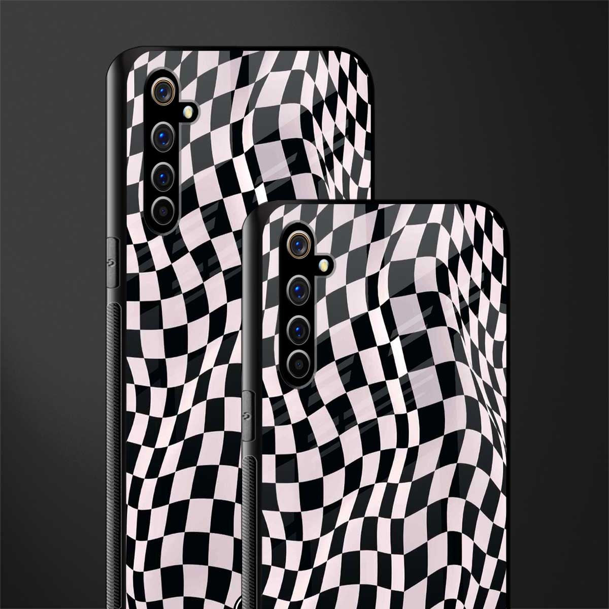 trippy b&w check pattern glass case for realme x50 pro image-2