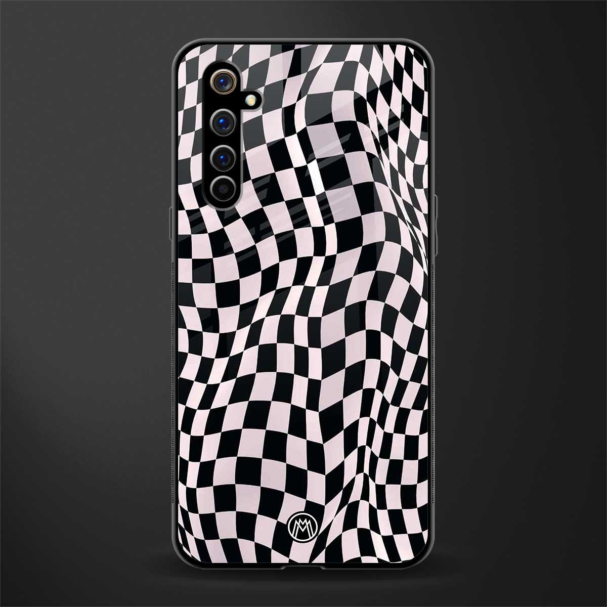 trippy b&w check pattern glass case for realme x50 pro image