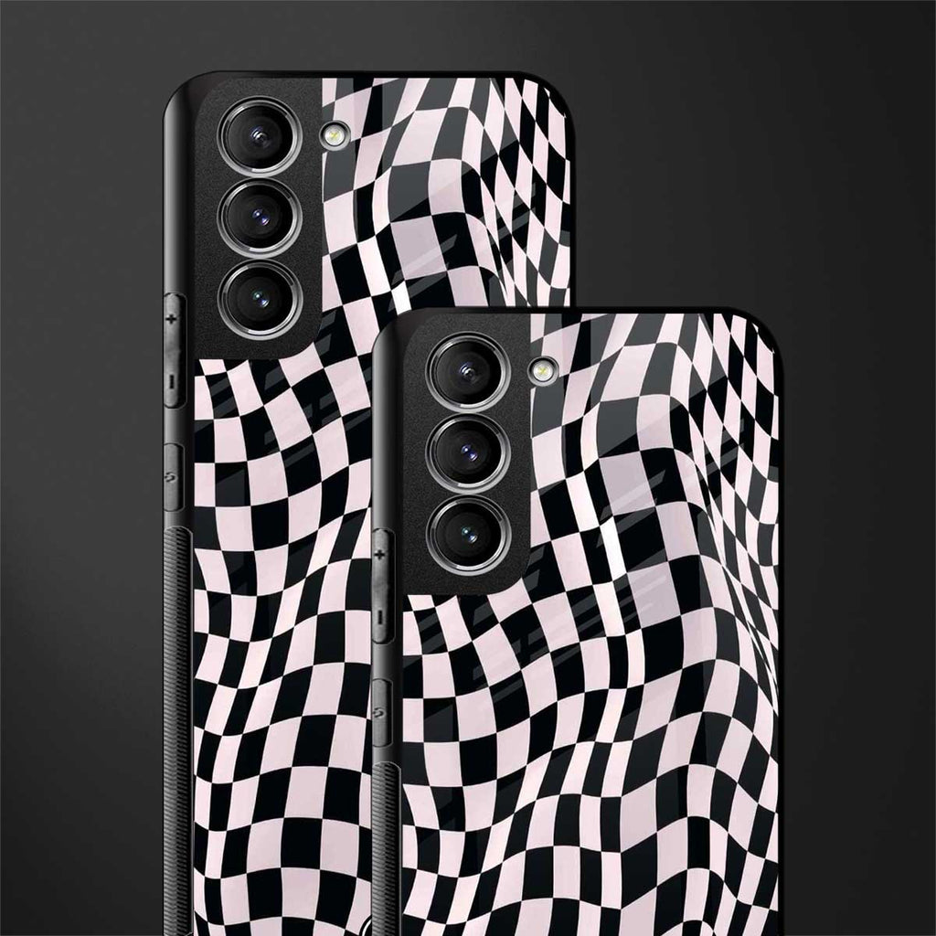 trippy b&w check pattern glass case for samsung galaxy s21 plus image-2
