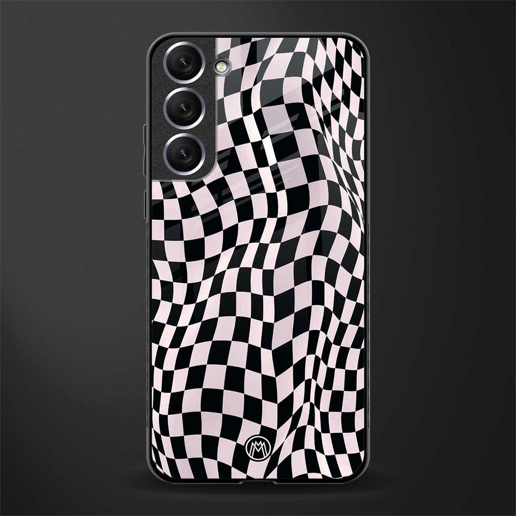 trippy b&w check pattern glass case for samsung galaxy s21 fe 5g image