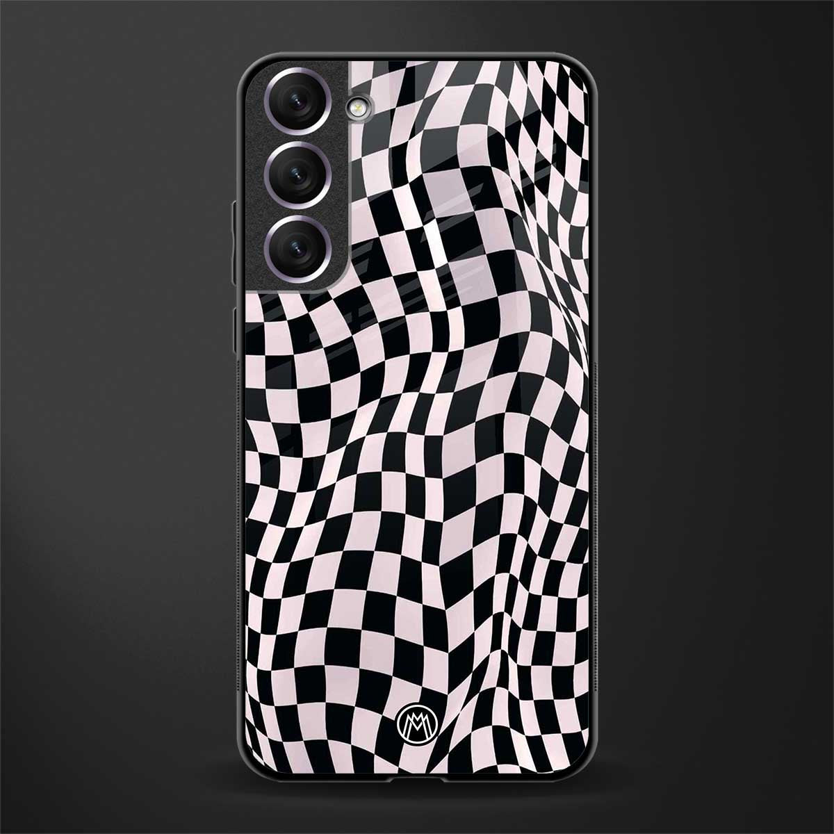 trippy b&w check pattern glass case for samsung galaxy s21 fe 5g image