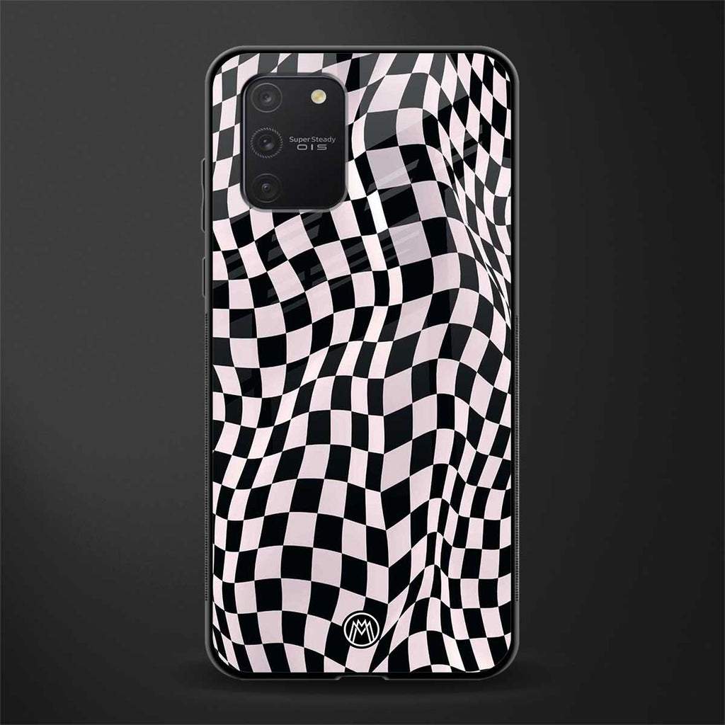 trippy b&w check pattern glass case for samsung galaxy a91 image