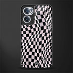 trippy b&w check pattern glass case for oneplus nord ce 2 5g image