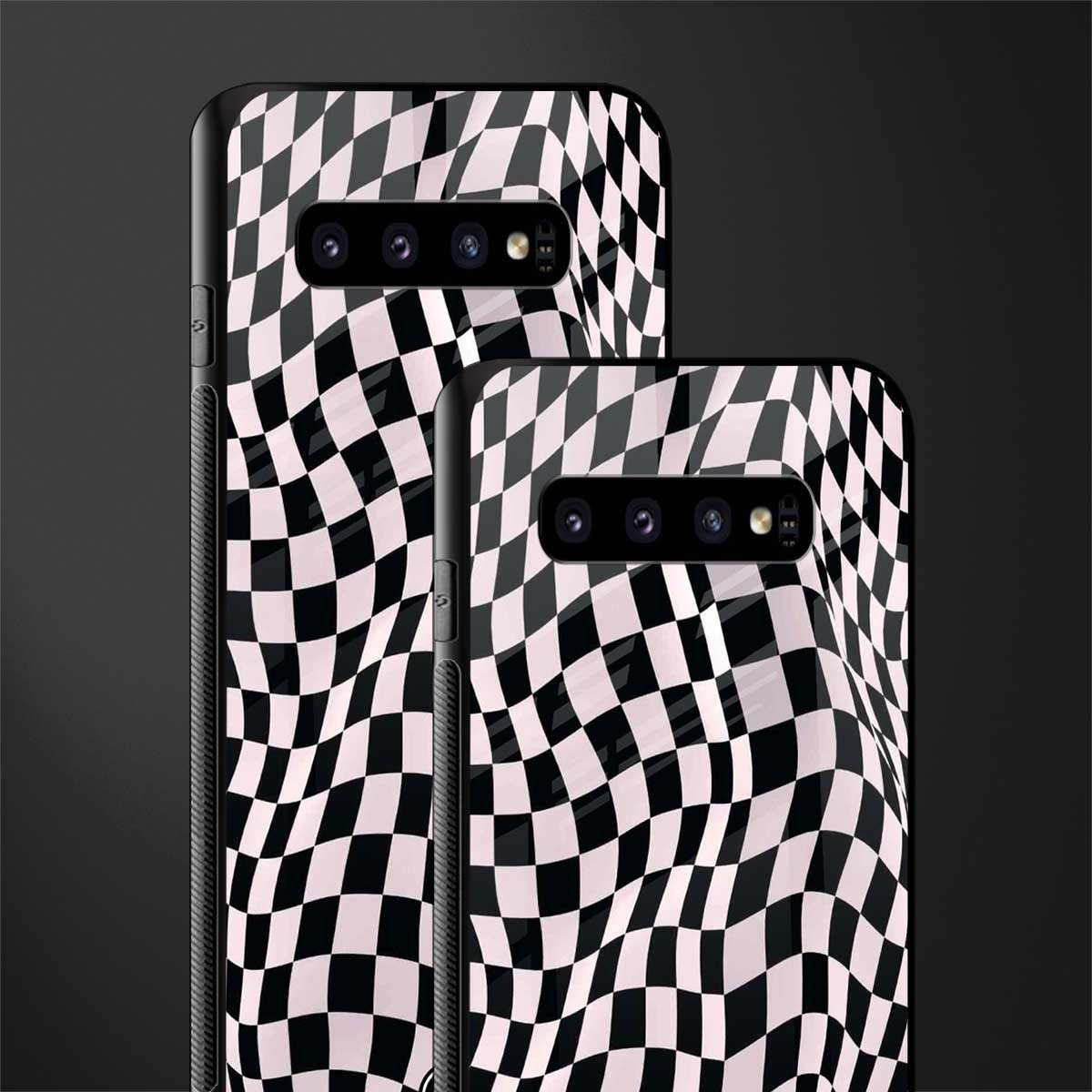 trippy b&w check pattern glass case for samsung galaxy s10 image-2