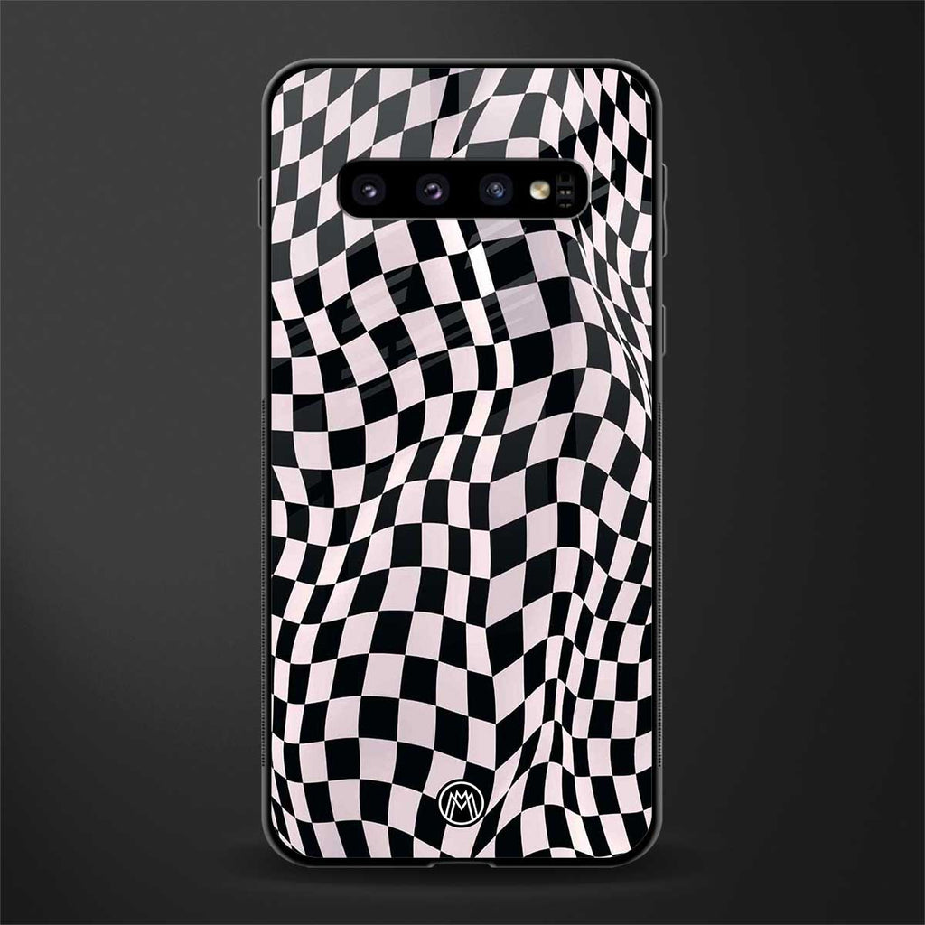 trippy b&w check pattern glass case for samsung galaxy s10 image